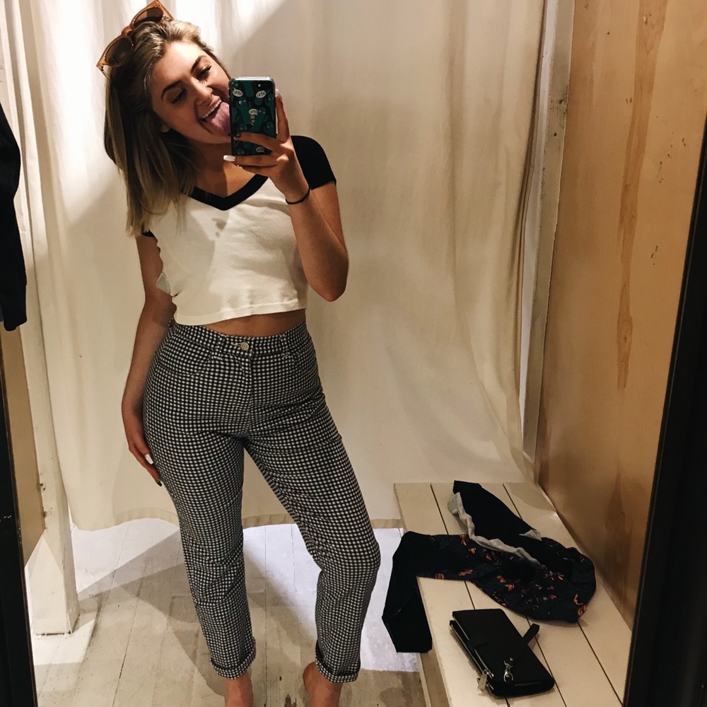 Brandy Melville Black and White Checkered Pants
